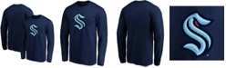 Fanatics Men's Navy Seattle Kraken Primary Logo Big and Tall Long Sleeve T-shirt